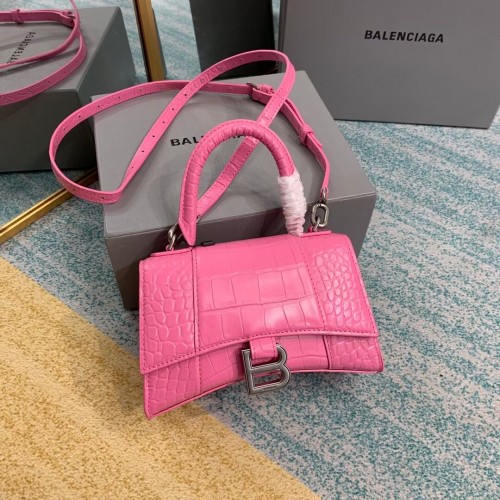 Geantă Balenciaga Hourglass XS cu mâner superior 28331S roz