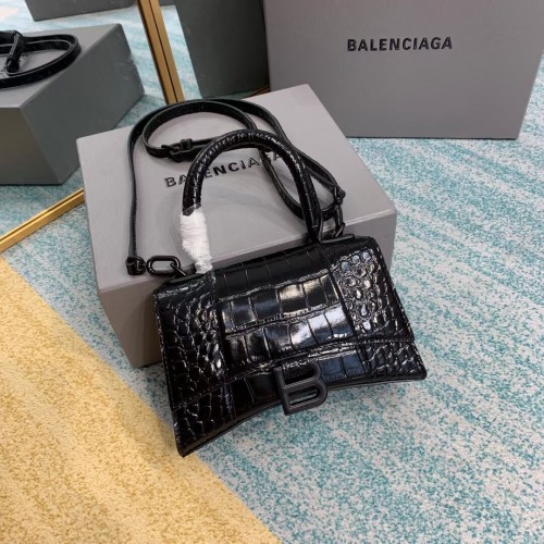 Geantă Balenciaga Hourglass XS cu mâner superior 28331SF neagră