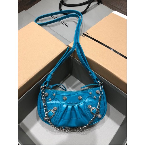 Balenciaga POȘETĂ MINI LE CAGOLE CU LANȚ 6958141 albastră