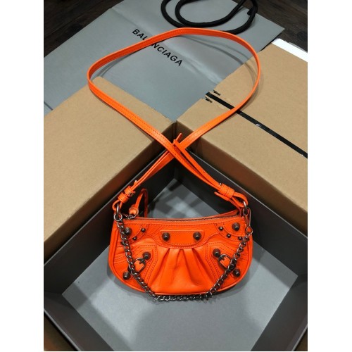 Balenciaga POȘETĂ MINI LE CAGOLE CU LANȚ 6958141 portocaliu