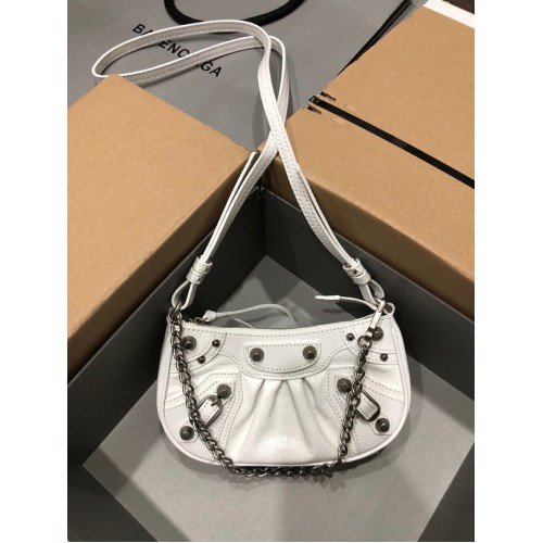 Balenciaga POȘETĂ MINI LE CAGOLE CU LANȚ 6958141 albă