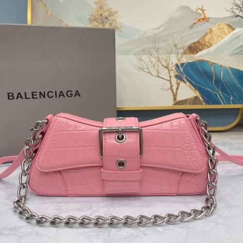 Balenciaga PUNGĂ DE UMĂR LINDSAY CU IMPRIMARE ÎN STRAT DE CROCODIL ȘI CUREA 6088 roz