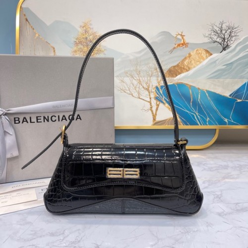 Balenciaga PUNGĂ DE UMĂR MICĂ LINDSAY CU CUREA DE CROCODIL ÎN RELIEF 6009 neagră
