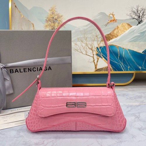 Balenciaga PUNGĂ DE UMĂR MICĂ LINDSAY CU CUREA DE CROCODIL ÎN RELIEF 6009 roz