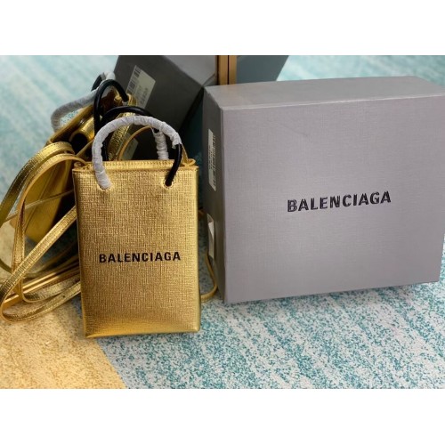 Geantă Balenciaga Original Mini Shopper din piele B152865 aurie