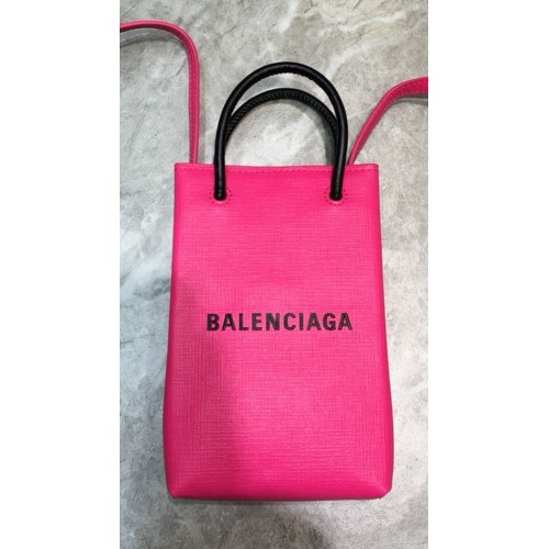 Geantă mini shopper din piele Balenciaga Original B6123 roz