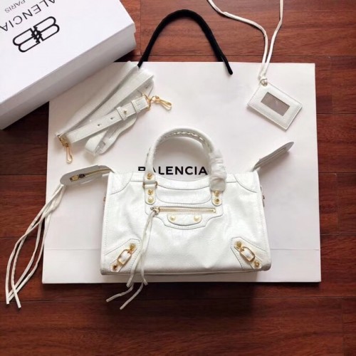 Geantă Balenciaga The City din piele de vițel 382568 albă