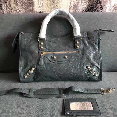 Geantă Balenciaga The City din piele de vițel 382569 gri