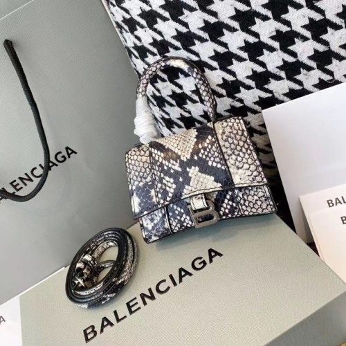 Balenciaga Geantă mini cu mâner superior pentru femei, model clepsidră, gri, M8000