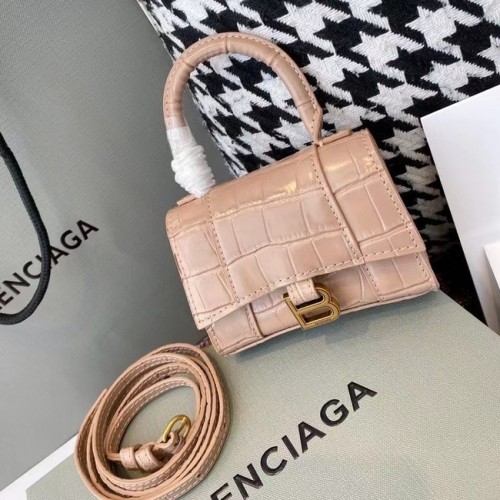 Balenciaga Geantă de damă Mini cu mâner, model clepsidră, M8000, culoare caisă