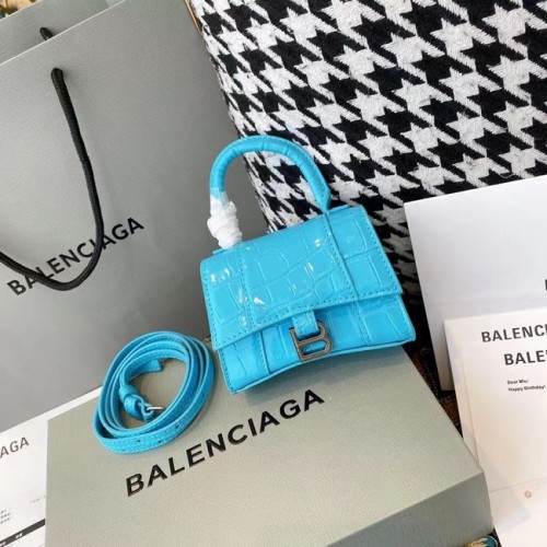 Balenciaga Geantă de damă Mini cu model clepsidră M8000 albastru deschis