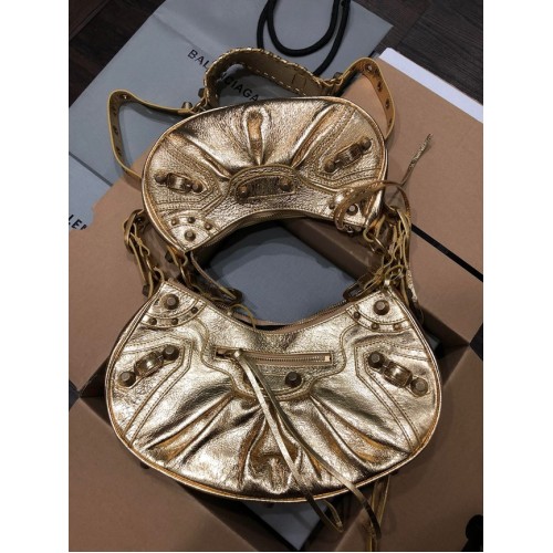Balenciaga Geantă de umăr medie Le Cagole pentru femei, aurie 27541