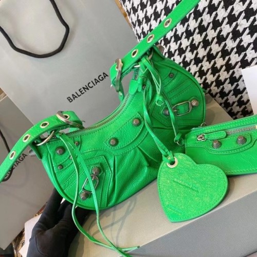 Balenciaga Geantă de umăr medie LE CAGOLE pentru femei, verde, 27541