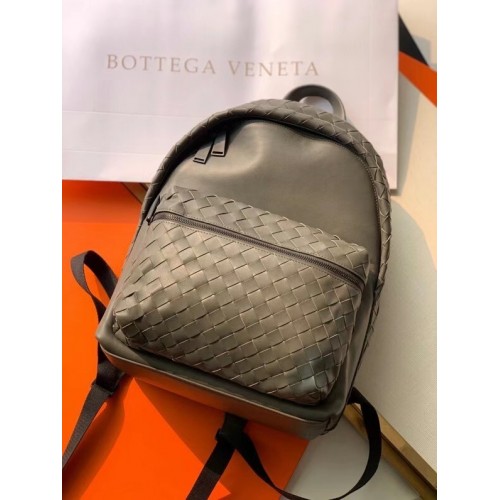 Rucsac din piele Bottega Veneta CLASSIC INTRECCIATO Intrecciato 7786 gri