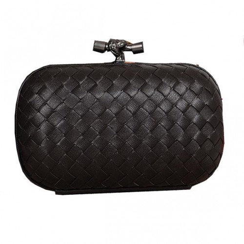 Geantă de mână Bottega Veneta Intrecciato Sheepskin Empire Ayers Knot Clutch 11308 Neagră