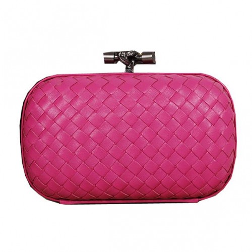 Geantă de mână Bottega Veneta Intrecciato Sheepskin Empire Ayers Knot Clutch 11308 Rose