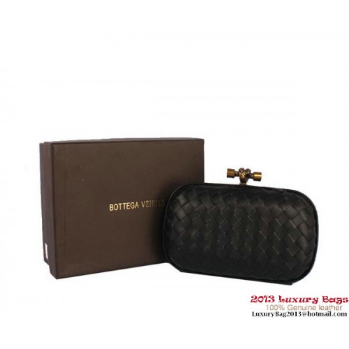 Clutch-uri Bottega Veneta Intrecciato Silk Stretch Knot BV8615 Negru