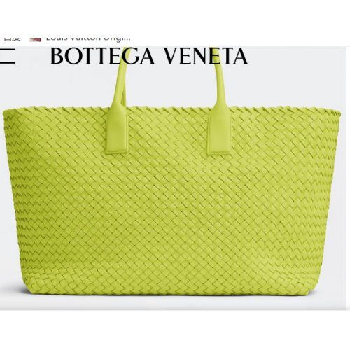 Bottega Veneta Geantă tote mare din piele intreccio 608811 Acid kiwi