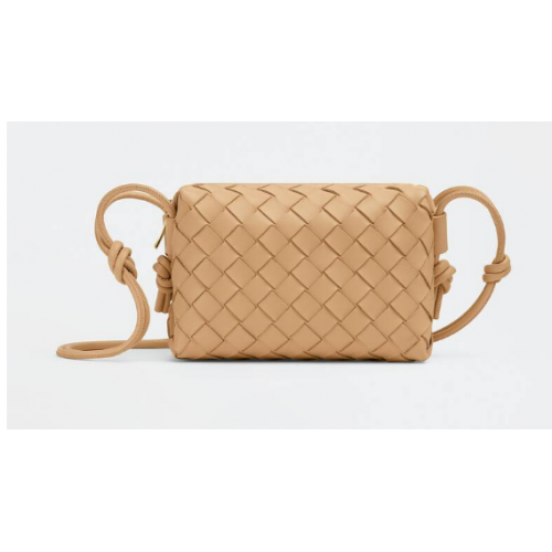 Geantă de mână Bottega Veneta Mini intrecciato din piele 680254 Almond