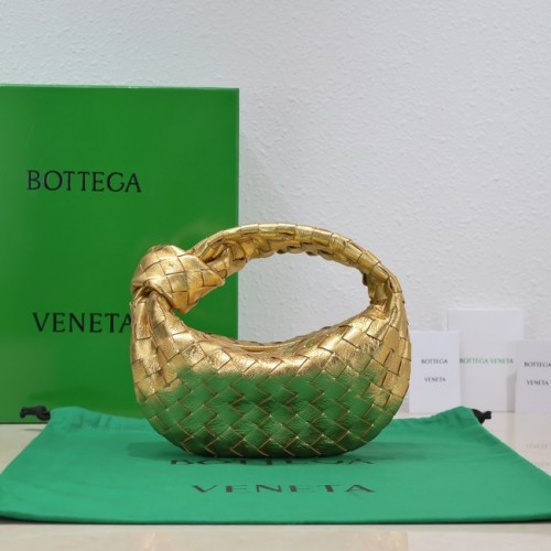 Geantă Bottega Veneta Mini intrecciato din piele cu mâner superior 651876 auriu