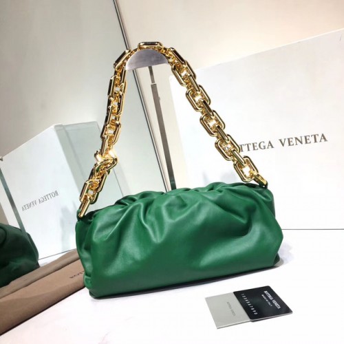 Geantă de umăr moale Bottega Veneta Nappa din piele de miel 620230 verde