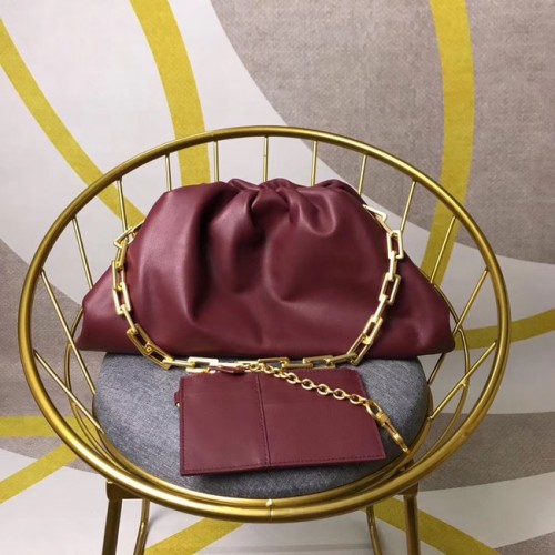 Geantă de umăr mare Bottega Veneta Nappa din piele de miel moale 585853 Burgundy