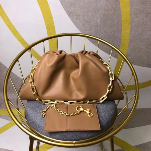 Geantă de umăr mare Bottega Veneta Nappa din piele de miel moale 585853 maro