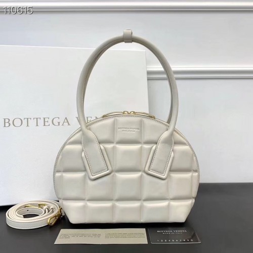 Geantă pătrată Bottega Veneta Original din piele țesută BV67130 albă