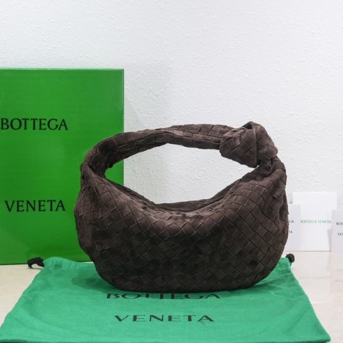 Geanta Bottega Veneta intrecciato din piele intoarsa cu maner superior 690225 maro