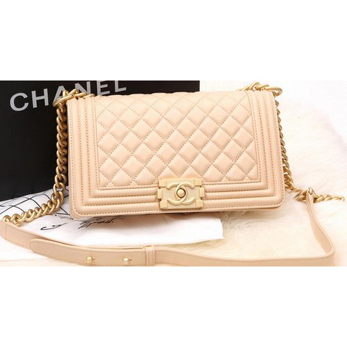 Geantă Chanel Flap Boy Original Apricot Pearl Sheepskin A67086 Auriu