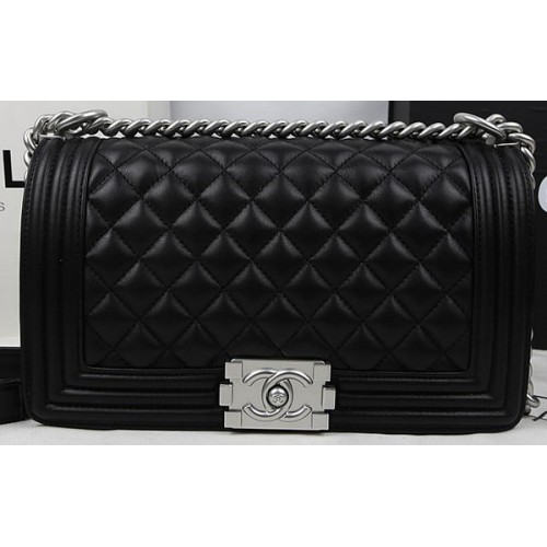 Geantă Chanel Flap Boy, piele de vițel originală A67025 neagră