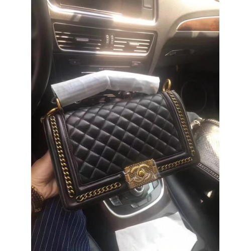Geantă Chanel Flap Boy, piele de vițel originală A67086B, neagră