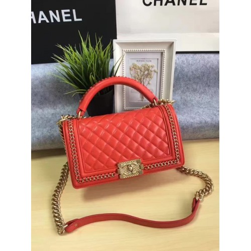 Geantă Chanel Flap Boy din piele de vițel originală A67086B roșie
