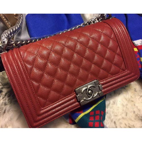 Geantă de umăr Chanel Flap Boy Cannage Pattern A67086 Burgundy