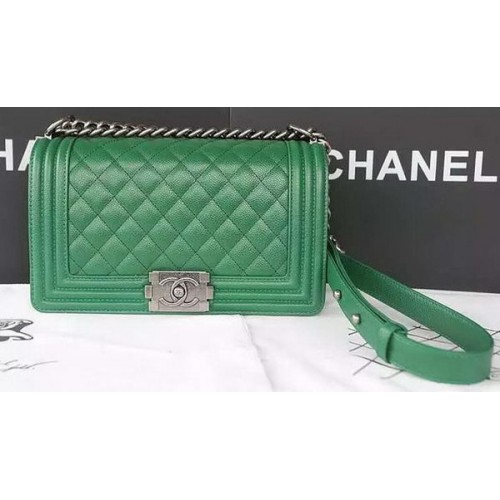 Geantă de umăr Chanel Flap Boy din piele Caviar A67086 Verde
