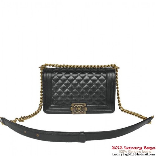 Geantă de umăr Chanel Flap Boy din piele iridescentă A67086 neagră