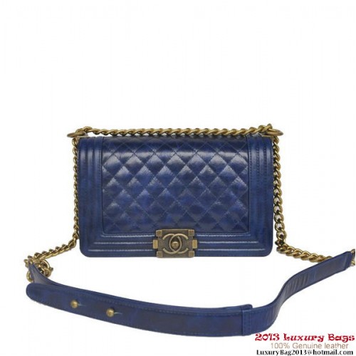 Geantă de umăr Chanel Flap Boy din piele iridescentă A67086 albastră