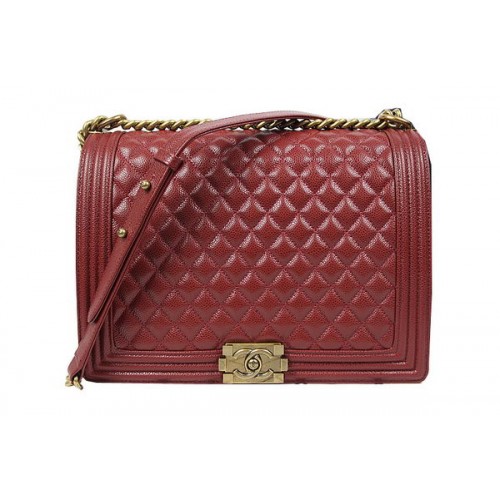 Geantă de umăr Chanel Flap Boy, model original Cannage A67087, culoare burgund