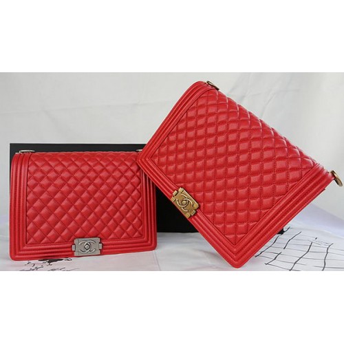 Geantă de umăr Chanel Flap Boy, model original Cannage A67087, roșie