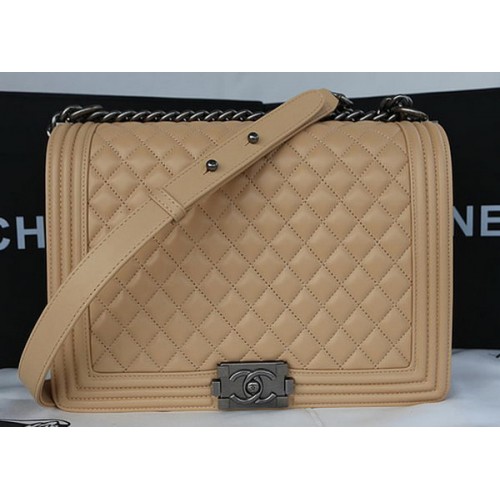 Geantă de umăr Chanel Flap Boy, piele originală din piele de oaie A67087 Caisă