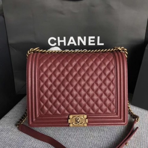 Geantă de umăr Chanel Flap Boy, model Cannage original, A67087, auriu