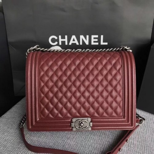 Geantă de umăr Chanel Flap Boy, model Cannage original, A67087, argintiu