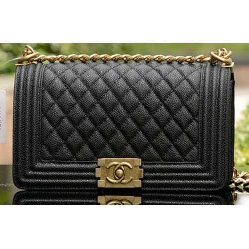 Genți de umăr Chanel Flap Boy, model Cannage negru, din piele A67086, alamă