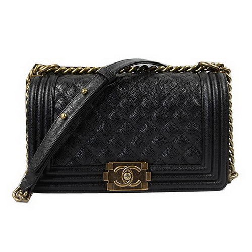 Genți de umăr Chanel Flap Boy, negre, model original Cannage A67025, aurii