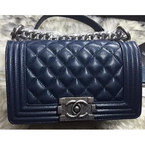 Genți de umăr Chanel Flap pentru băieți, model Cannage A67085 Royal