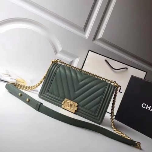 Geantă Chanel Original Cannage Patterns pentru băieți 67086 Verde