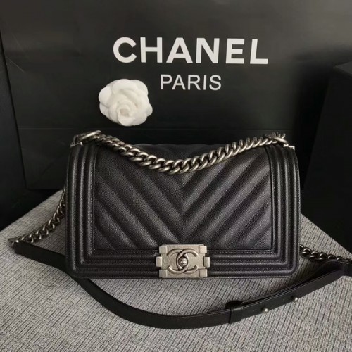 Geantă Chanel Original Chevron Leather 67086 Negru pentru băieți