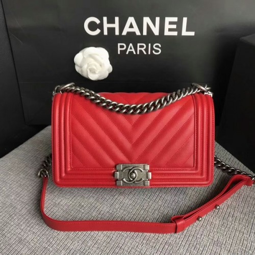 Geantă Chanel Original Chevron Leather 67086 Roșu pentru băieți