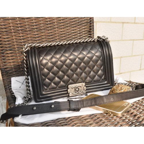 Geantă de umăr Chanel Original Lambskin cu clapă din piele A67086 Negru