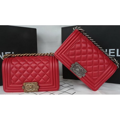 Geantă Chanel mini Flap Bag Original Sheepskin A67085 Roșu închis